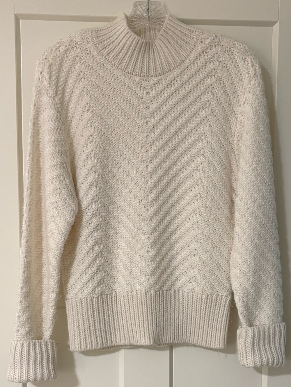 Worthington Cream Mock Neck Textured Sweater women’s size medium